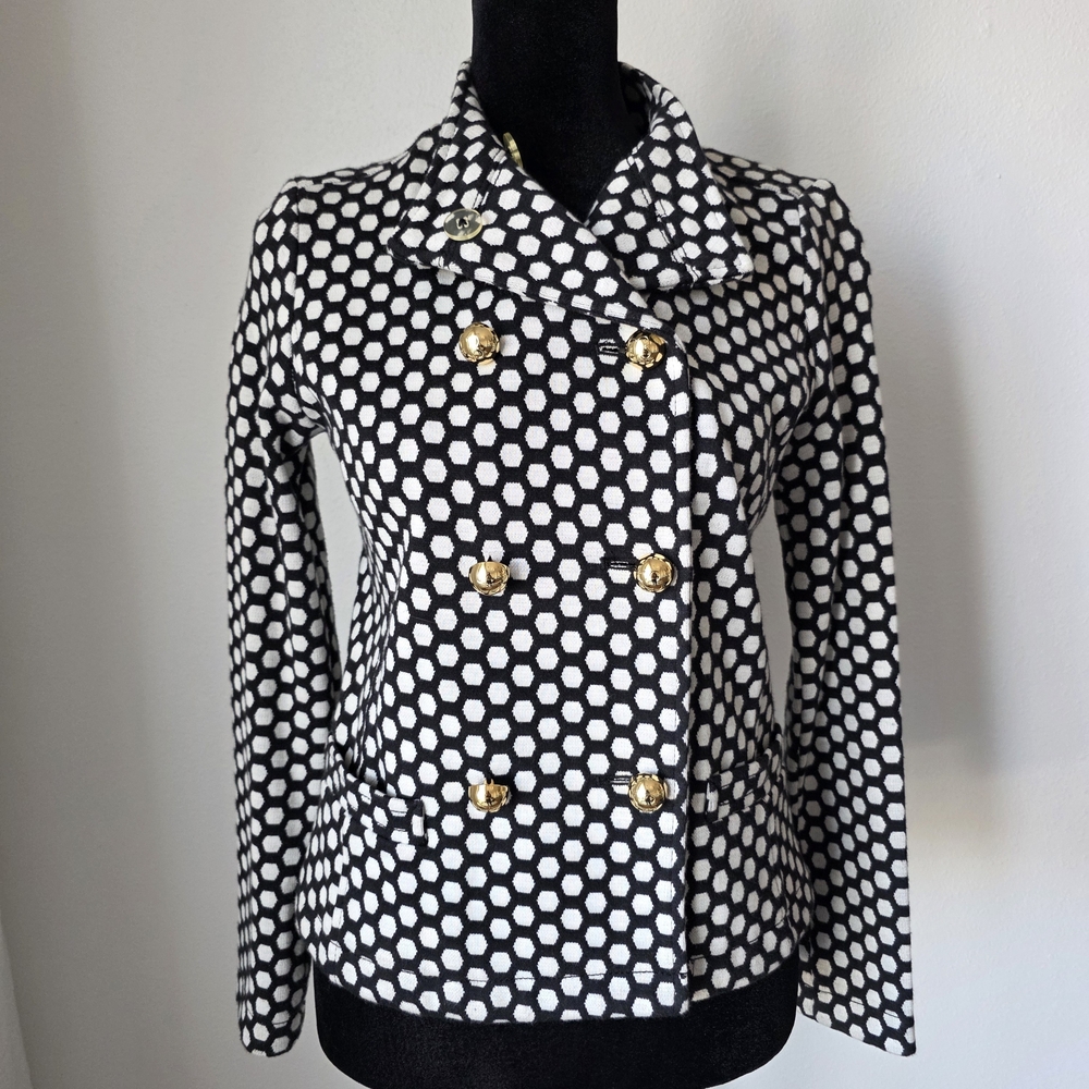 Vintage Liz Claiborne Polka Dot Women's Military Jacket Size PP